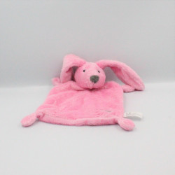Doudou plat lapin rose empreinte NICOTOY