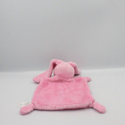 Doudou plat lapin rose empreinte NICOTOY