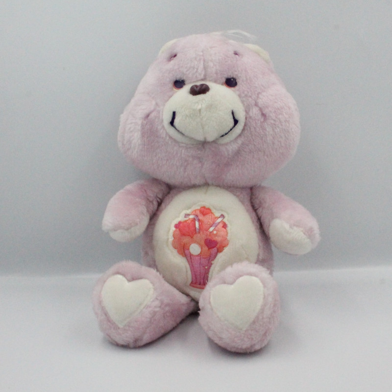 Ancienne Peluche Bisounours mauve Groscadeau Milkshake CARE BEARS 1985