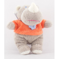 Doudou Rhinocéros gris coeur
