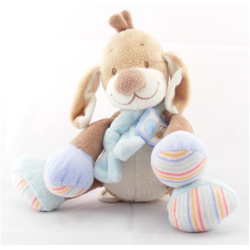 Doudou plat chien Bo beige bleu NATTOU 