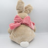 Grand Doudou lapin beige blanc noeud rose Oscarine NOUKIE'S 35 cm