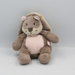 Doudou Castor Léontine gris rose NOUKIE'S 17 cm