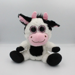 Doudou vache blanche noir gros yeux brillant FIZZY