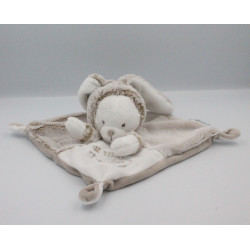 Doudou plat ours déguisé en lapin blanc gris marron SIMBA TOYS