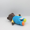 Doudou Petit Ours Brun bleu jaune orange pois BAYARD