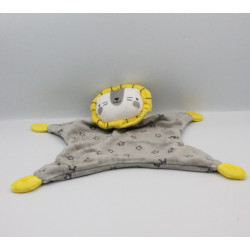 Doudou plat lion gris jaune étoiles ZEEMAN