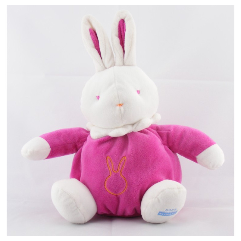 Doudou Lapin boule rose fushia blanc KLORANE