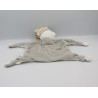 Doudou plat ours blanc gris beige rayé CREDIT MUTUEL