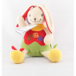 Doudou Lapin boule cubes vert jaune rouge NOUNOURS