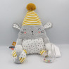 Doudou souris gris blanc jaune étoiles hochet TAPE A L'OEIL