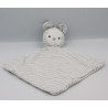 Doudou plat ours souris blanc rayé gris OBAIBI OKAIDI
