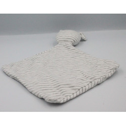 Doudou plat ours souris blanc rayé gris OBAIBI OKAIDI