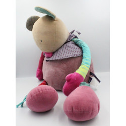 Grand Doudou souris rose vert Les Jolis pas beaux MOULIN ROTY 70 cm