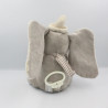 Doudou musical éléphant gris Dumbo noeud vichy NICOTOY