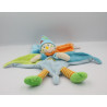 Doudou plat garçon lutin clown bleu orange vert NICOTOY