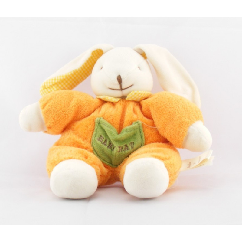 Doudou et compagnie lapin orange vert mouchoir