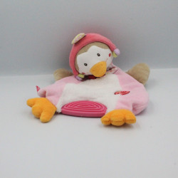 Doudou plat canard oiseau beige rose blanc Bon Voyage BABYSUN