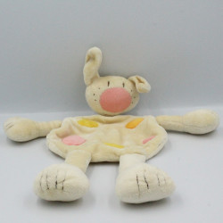 Doudou plat lapin beige rose orange jaune BABYSUN