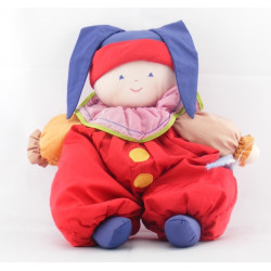 Doudou clown jaune orange rouge lune étoile COROLLE