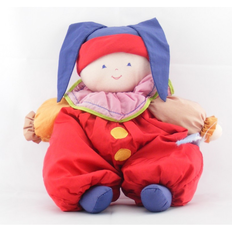 Doudou clown jaune orange rouge lune étoile COROLLE