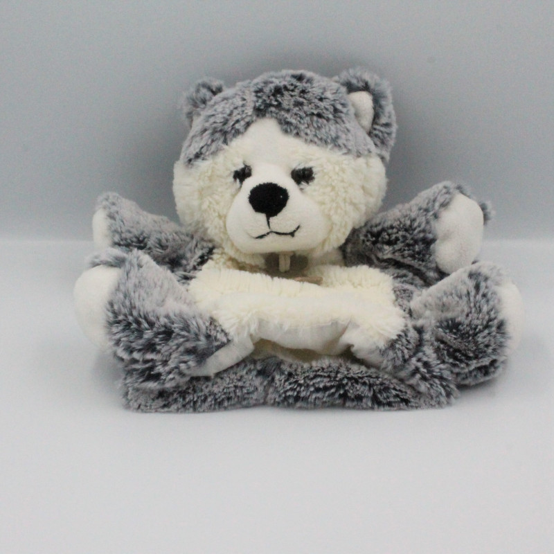 Doudou plat marionnette chien gris Husky Z'animoos HISTOIRE D'OURS