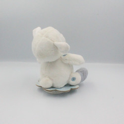 Doudou musical mouton blanc beige bleu laine NICOTOY