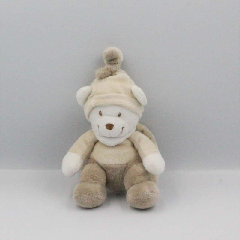 Doudou attache tétine ours marron beige NICOTOY