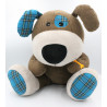 Grand Doudou chien marron gris bleu os Sherlock CARRE BLANC