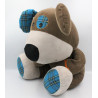 Grand Doudou chien marron gris bleu os Sherlock CARRE BLANC