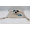 Doudou plat chien gris marron bleu os CARRE BLANC