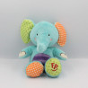 Doudou éléphant bleu violet vert orange FISHER PRICE