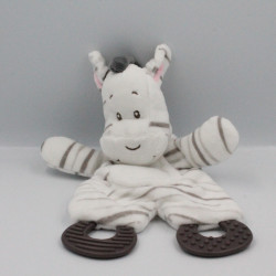 Doudou plat zébre dentition blanc gris ZDT ACTION