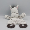 Doudou plat zébre dentition blanc gris ZDT ACTION