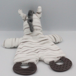 Doudou plat zébre dentition blanc gris ZDT ACTION LOT DE 2