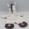 Doudou plat zébre dentition blanc gris ZDT ACTION LOT DE 2