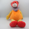 Doudou ours orange jaune rouge vert PLAYKIDS