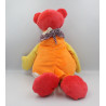 Doudou ours orange jaune rouge vert PLAYKIDS