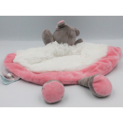 Doudou plat Hippopotame marron blanc rose Zoé BABY NAT