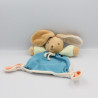 Doudou plat lapin bleu vert TAKINOU