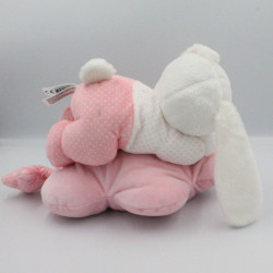 Doudou musical lapin rose blanc pois étoile coussin TEX BABY