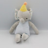 Doudou éléphant gris rayé bleu DODIE