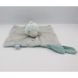 Doudou plat oiseau canard gris bleu vert NATTOU