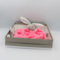 Doudou plat lapin plume rose framboise Lapinou KALOO 