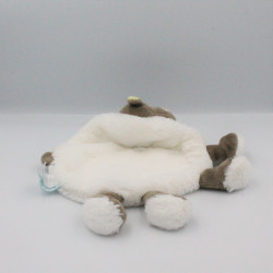 Doudou plat Hippopotame blanc vert marron Bazile l'hippo BABY NAT