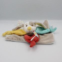 Doudou plat chien blanc beige rouge jaune bleu Diablotin BABY NAT