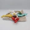 Doudou plat chien blanc beige rouge jaune bleu Diablotin BABY NAT