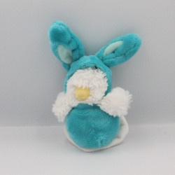 Petit Doudou poussin bleu mouchoir déguisé en lapin BABY NAT