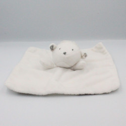 Doudou plat mouton agneau blanc ronds gris OBAIBI