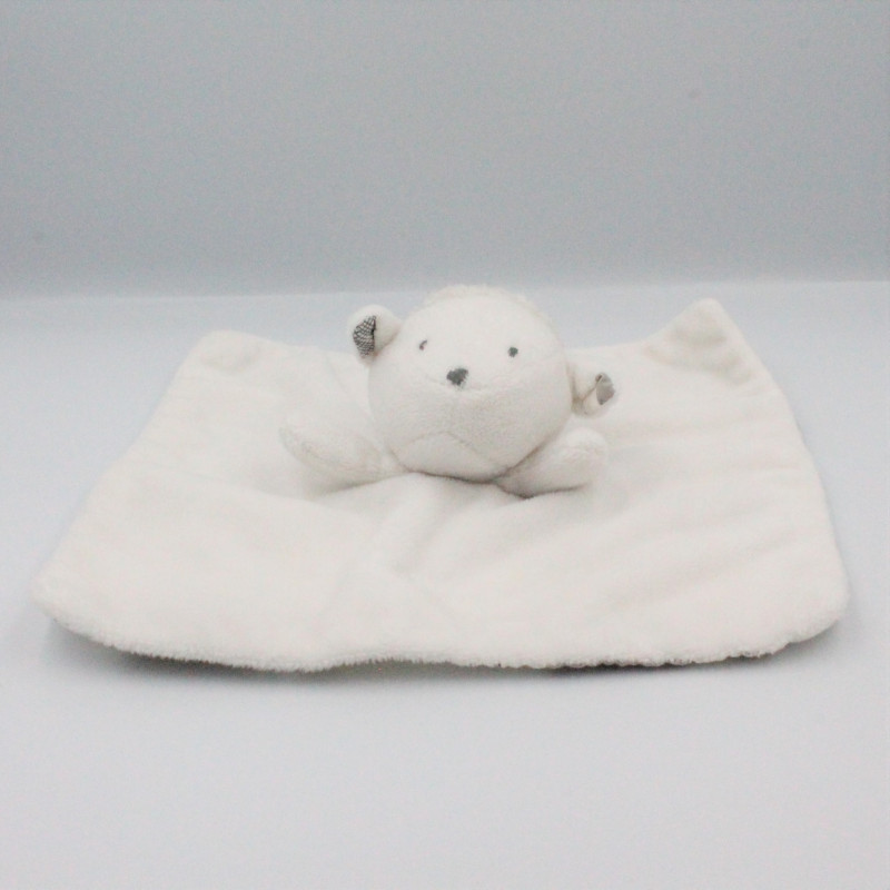 Doudou plat mouton agneau blanc ronds gris OBAIBI